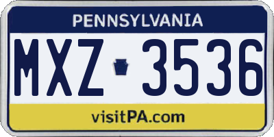 PA license plate MXZ3536