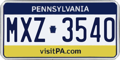 PA license plate MXZ3540