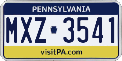 PA license plate MXZ3541