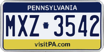 PA license plate MXZ3542