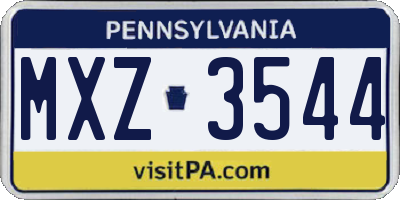 PA license plate MXZ3544