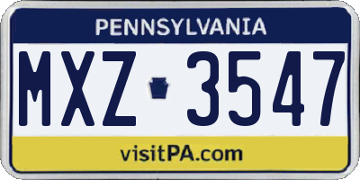 PA license plate MXZ3547