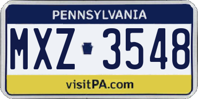 PA license plate MXZ3548