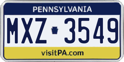 PA license plate MXZ3549