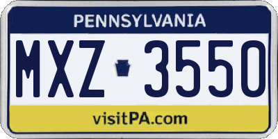 PA license plate MXZ3550