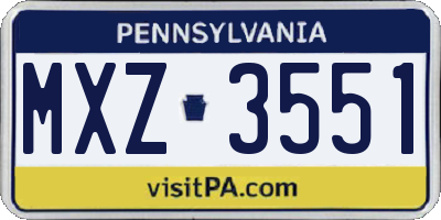 PA license plate MXZ3551