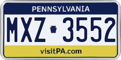 PA license plate MXZ3552