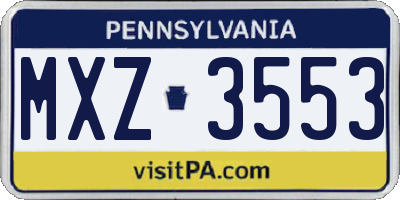 PA license plate MXZ3553