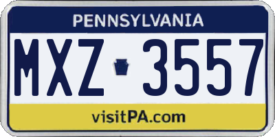 PA license plate MXZ3557