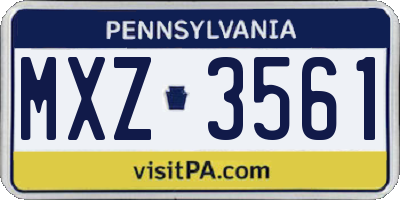 PA license plate MXZ3561