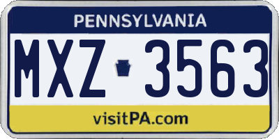 PA license plate MXZ3563