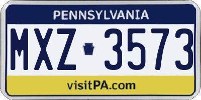 PA license plate MXZ3573