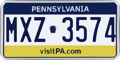 PA license plate MXZ3574