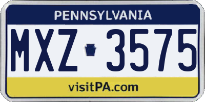 PA license plate MXZ3575