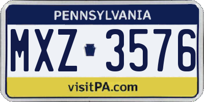 PA license plate MXZ3576