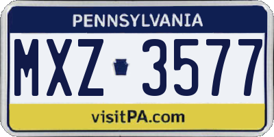PA license plate MXZ3577
