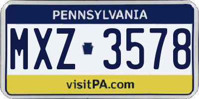 PA license plate MXZ3578