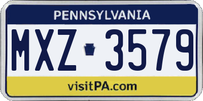 PA license plate MXZ3579