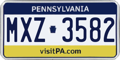 PA license plate MXZ3582