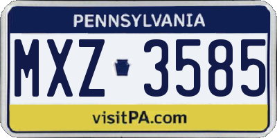 PA license plate MXZ3585