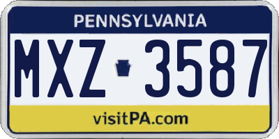 PA license plate MXZ3587