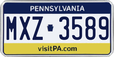 PA license plate MXZ3589