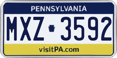 PA license plate MXZ3592