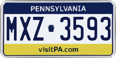 PA license plate MXZ3593