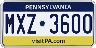PA license plate MXZ3600