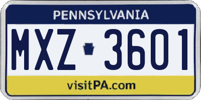 PA license plate MXZ3601