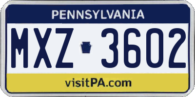 PA license plate MXZ3602
