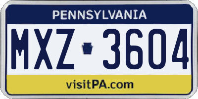 PA license plate MXZ3604
