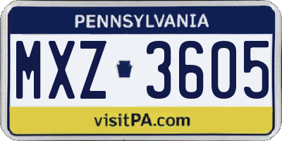 PA license plate MXZ3605