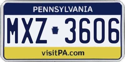 PA license plate MXZ3606