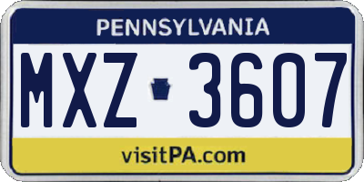 PA license plate MXZ3607