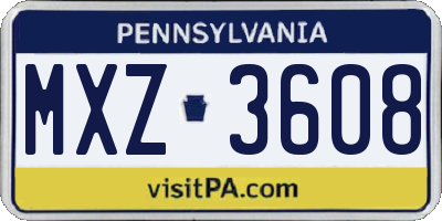 PA license plate MXZ3608