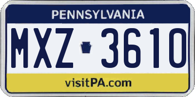 PA license plate MXZ3610