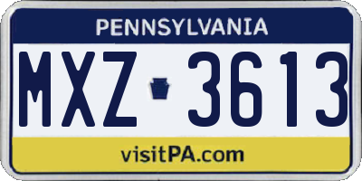 PA license plate MXZ3613