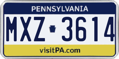 PA license plate MXZ3614