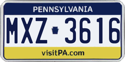 PA license plate MXZ3616