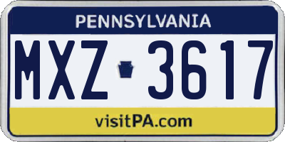 PA license plate MXZ3617