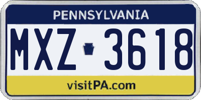PA license plate MXZ3618