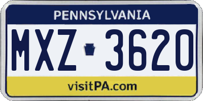 PA license plate MXZ3620