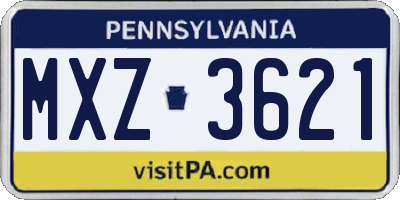 PA license plate MXZ3621