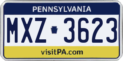 PA license plate MXZ3623