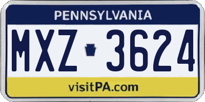 PA license plate MXZ3624