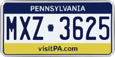 PA license plate MXZ3625