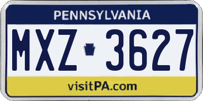 PA license plate MXZ3627