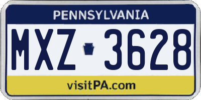 PA license plate MXZ3628