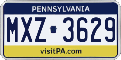 PA license plate MXZ3629